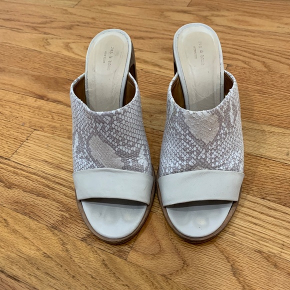 Rag & Bone Tristan Snake Print Mule Sandal Shoe Sz 9.5 White Python Leather 39.5 - Picture 9 of 16